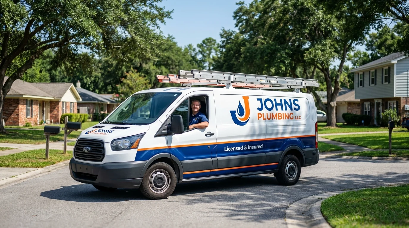 Johns Plumbing LLC service van in Kinderhook, NY