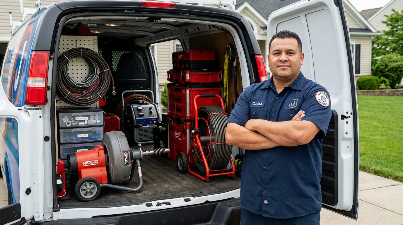 Professional drain cleaning equipment and Johns Plumbing LLC plumber in Kinderhook