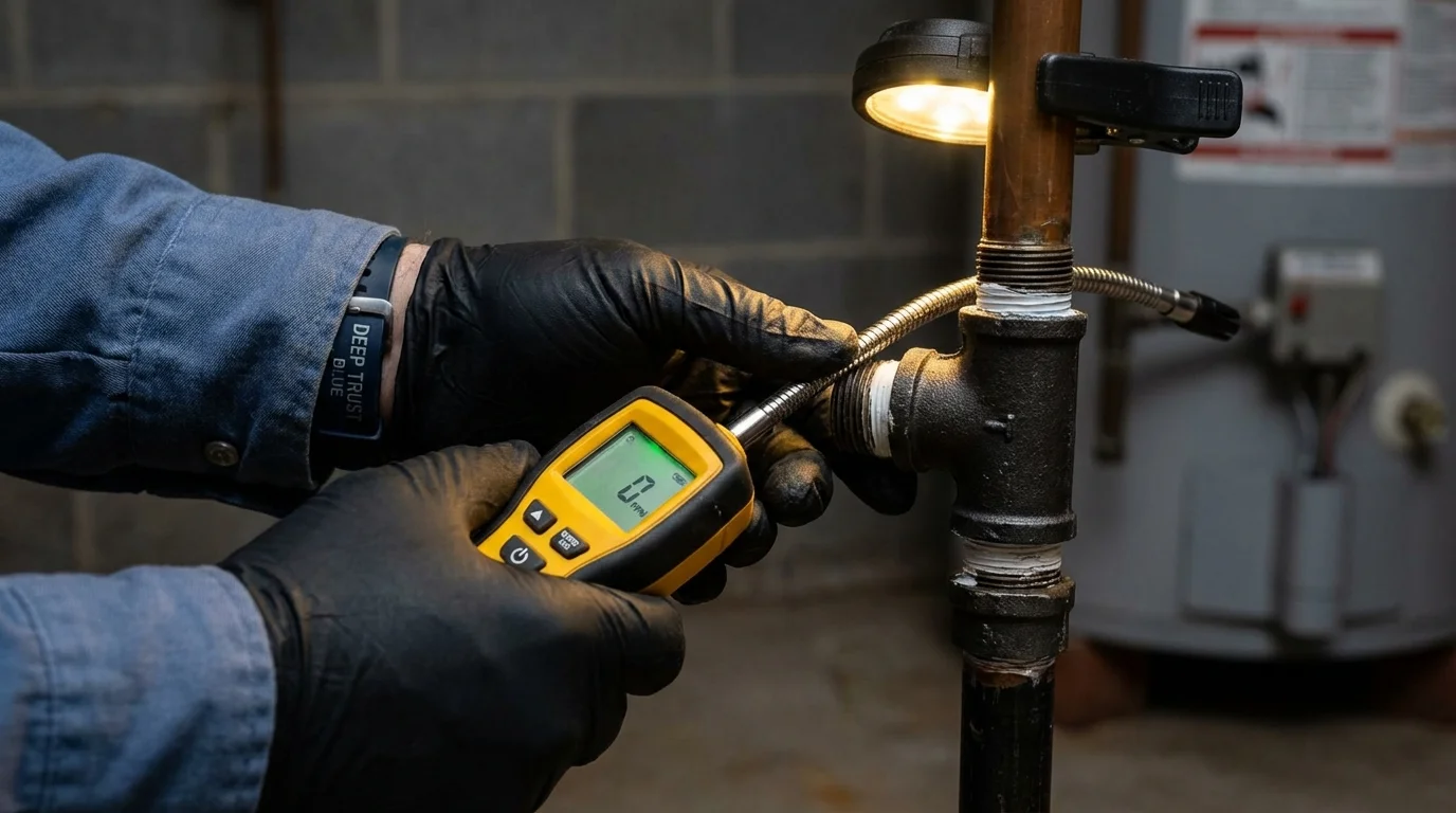 Gas leak detection with electronic sniffer by Johns Plumbing LLC in Kinderhook