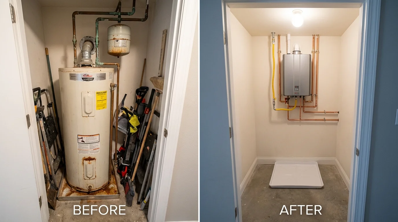 Tank water heater versus wall-mounted tankless unit comparison for Kinderhook, NY homeowners